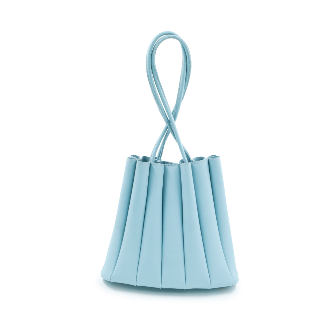 Pleated Ice Blue Tote