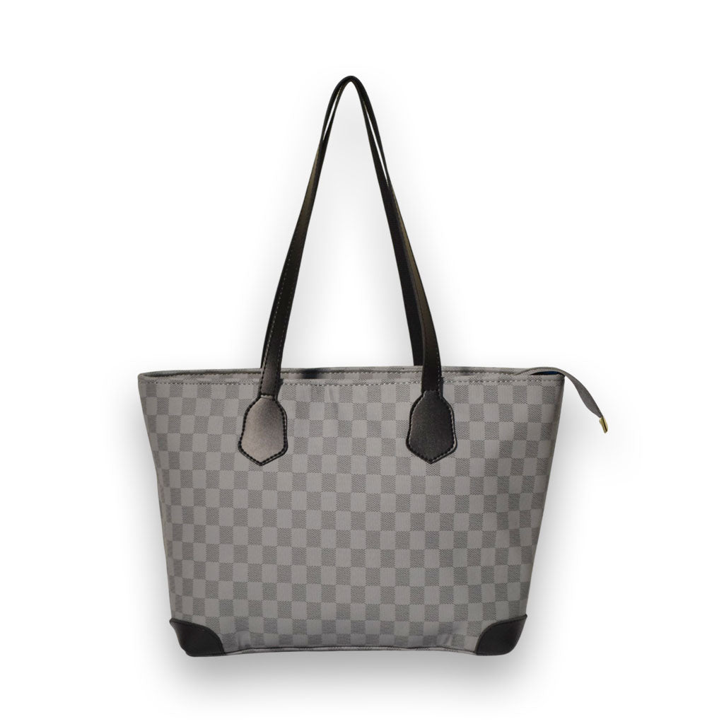 Grey & Black Checkered Tote