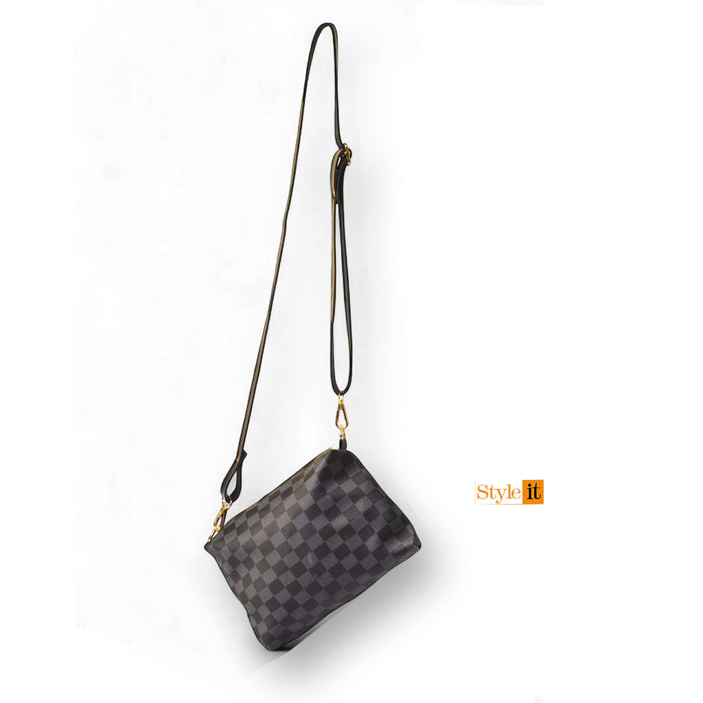 Black & Choco Brown Checkered Tote