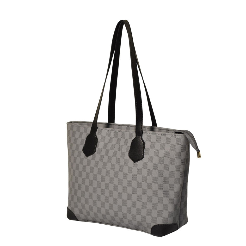 Grey & Black Checkered Tote