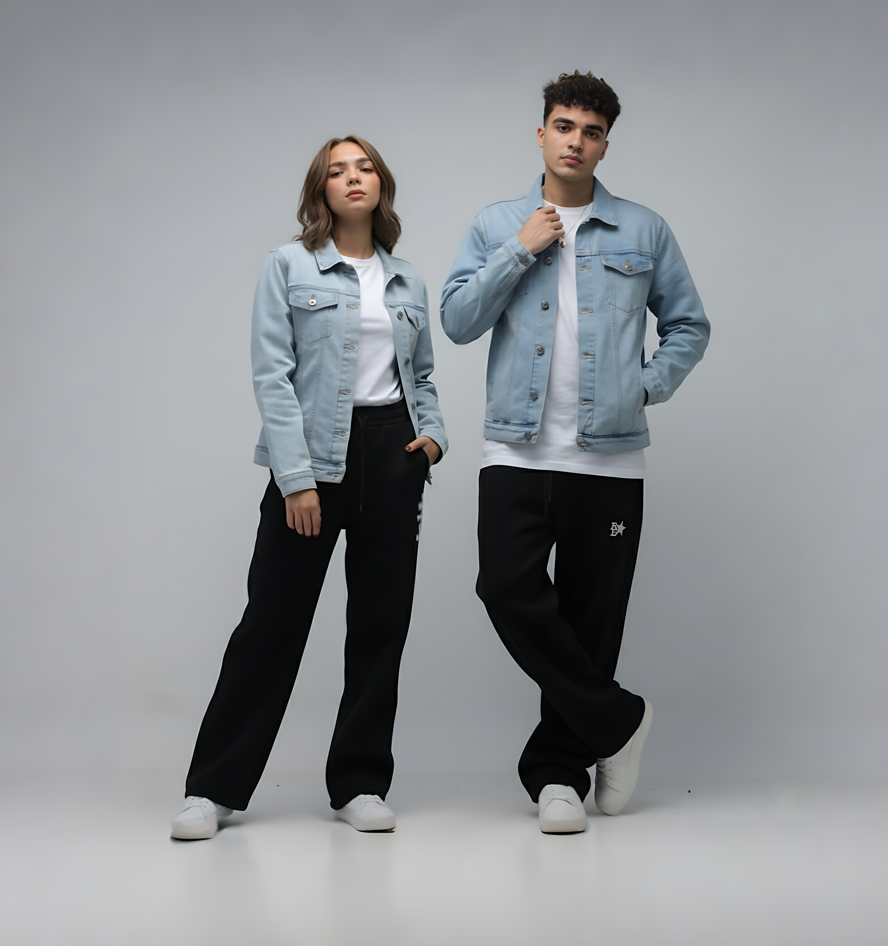 Unisex Light Wash Denim Trucker Jacket | Ice Blue