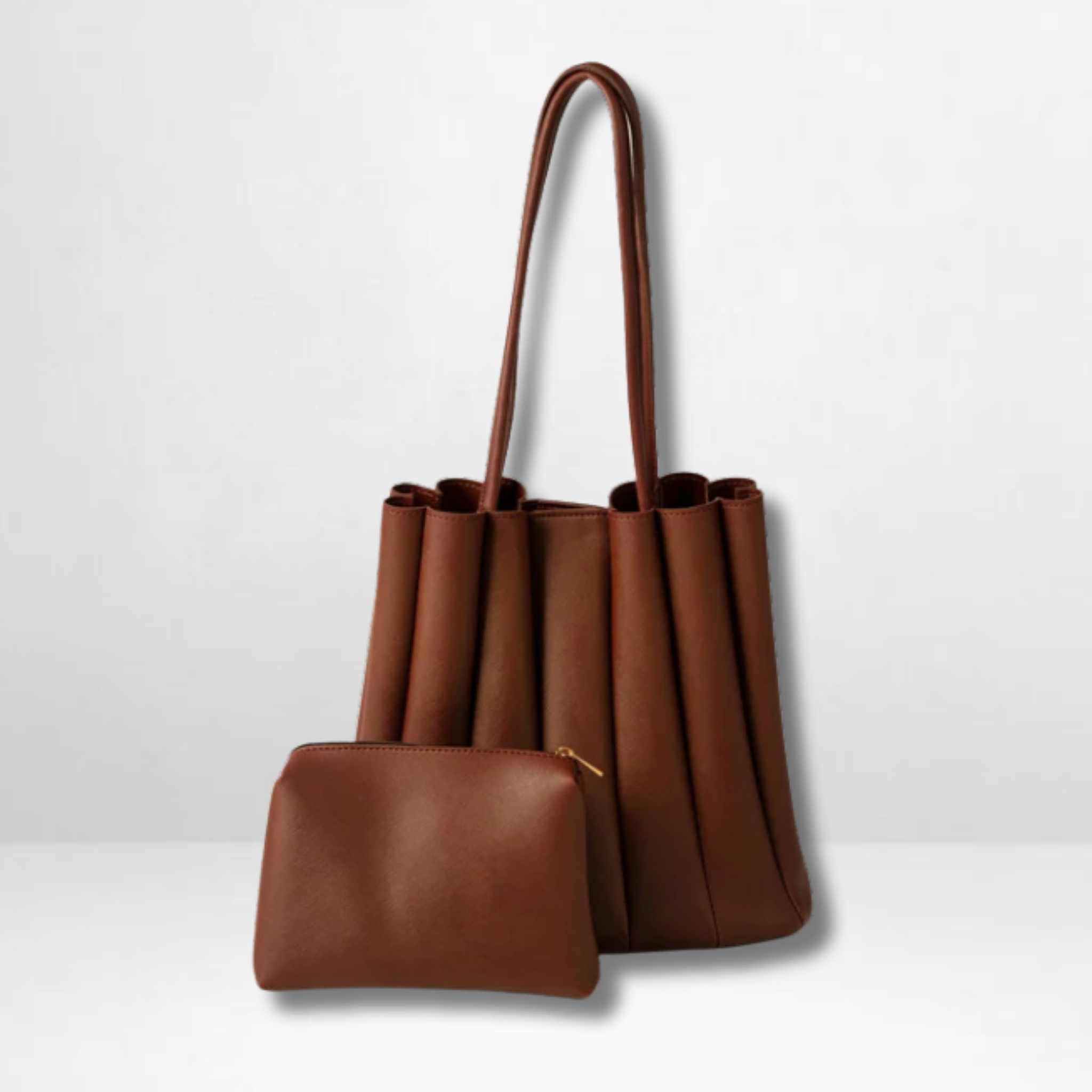 Pleated Brown Tote