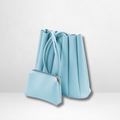 Pleated Ice Blue Tote