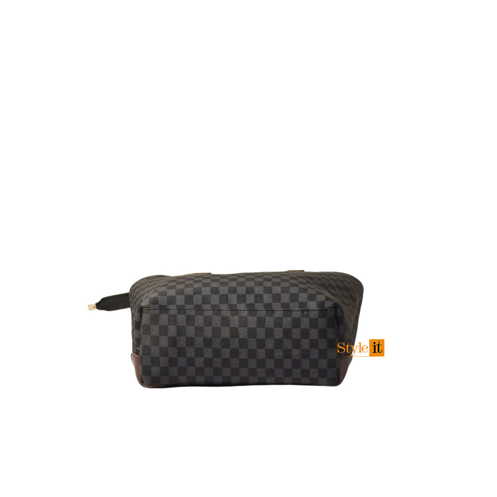Black & Choco Brown Checkered Tote