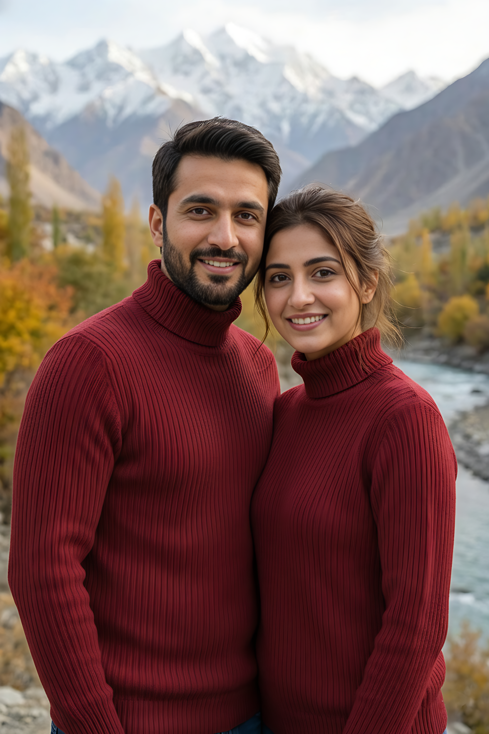 Men's Burgundy Ribbed Turtleneck Sweater | Roll-Neck Knit