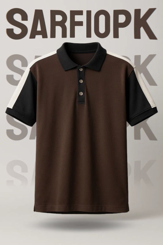 Men's Triple-Tone Polo -Brown, Black & White Edition