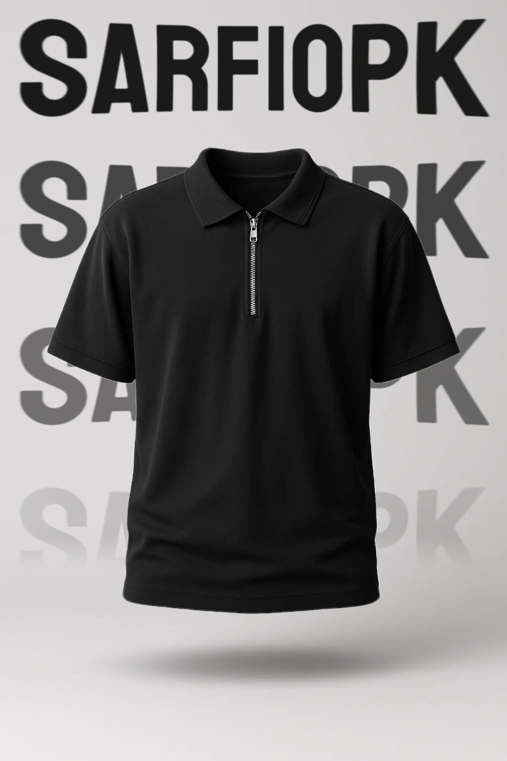 Men’s Black Zip Polo – Sleek Minimalist Edition