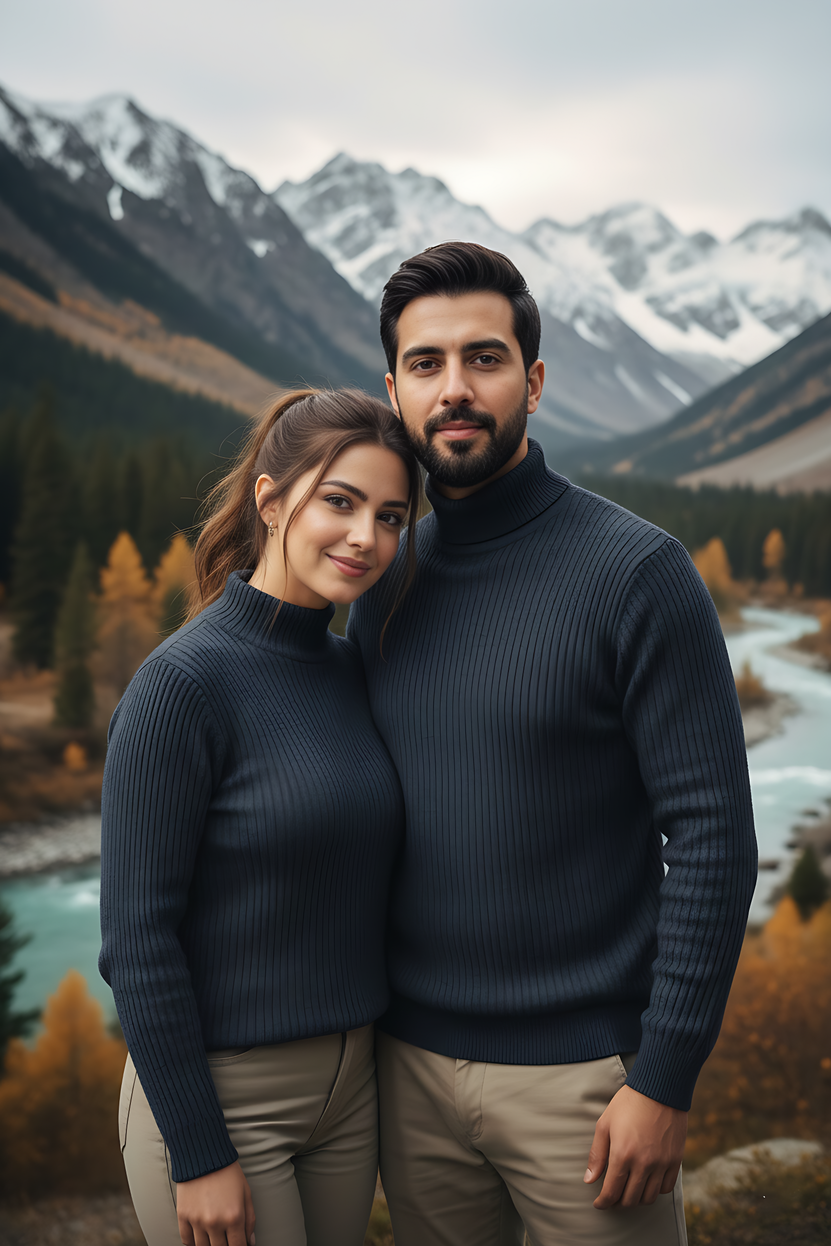 Men's Navy Blue Ribbed Turtleneck Sweater | Classic Roll-Neck