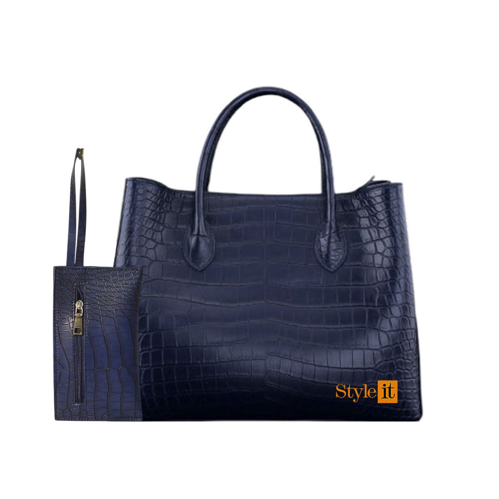 Blue Krokodil Satchel Handbag