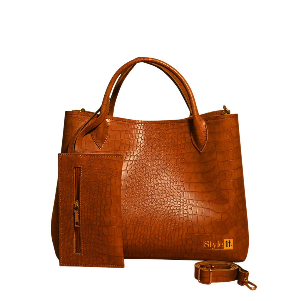 Mustard Brown Satchel Handbag