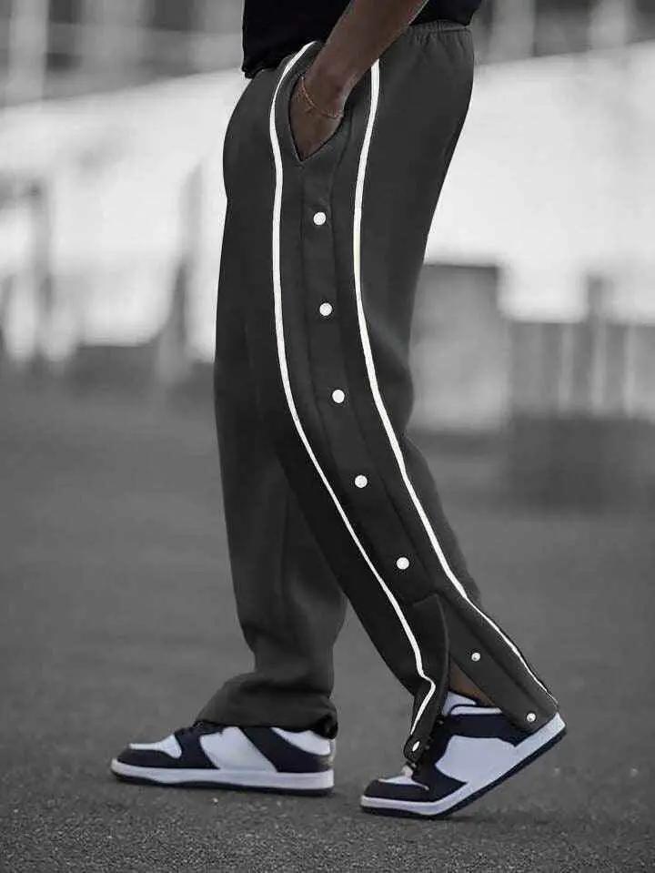 Button stripe Aestehtic Sweatpants - Premium Trouser from The Divine Shop - Just Rs.2250! Shop now at The Divine Shop