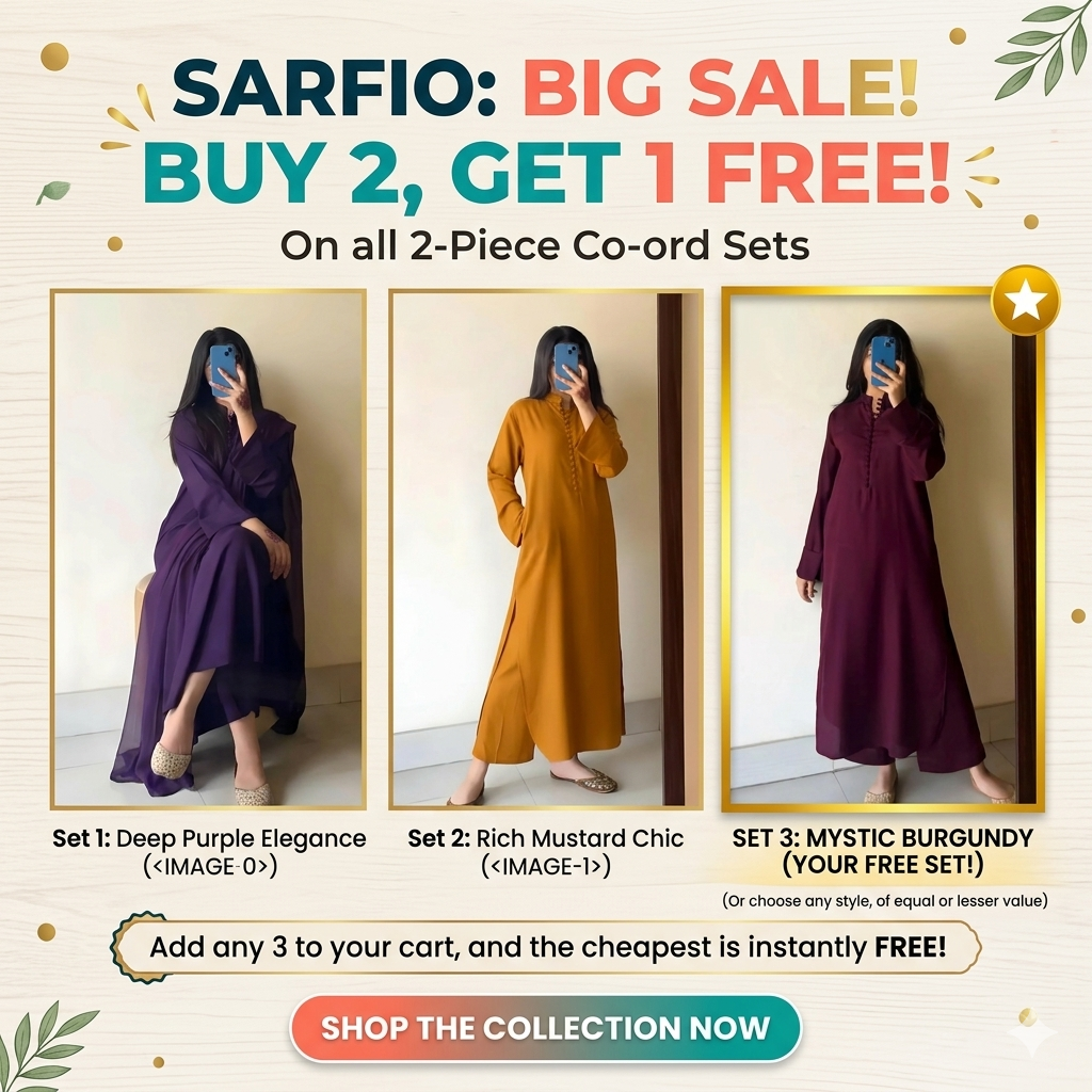 DEAL 2 BUY 2 GET 1 Plain Eastern Coord Set