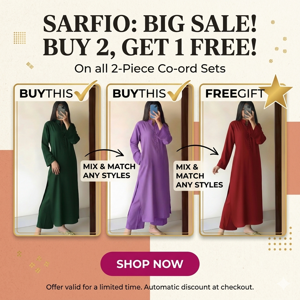 DEAL 1 BUY 2 GET 1 Plain Eastern Coord Set