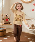 Brown bear printed kids sleep suit for summer, OM-386