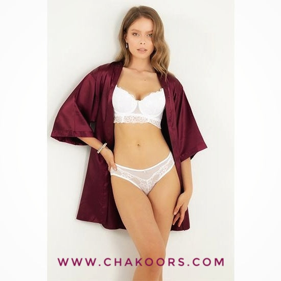 Chakoor's one piece Kimono Bridesmaid Short Robe CHK # P49 - Maroon