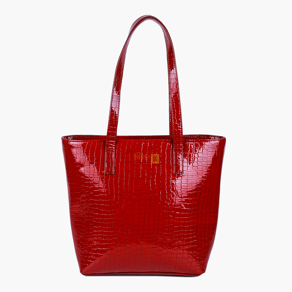 Roomy Reddish Maroon Crocodile Leather Bag