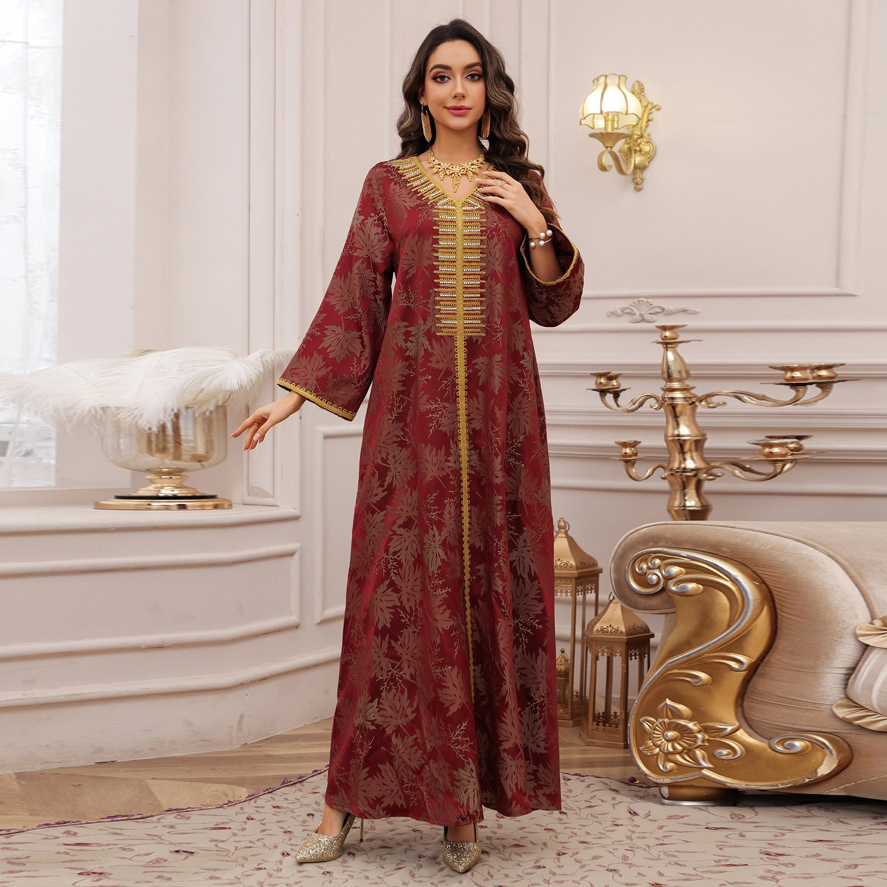 Women's Jacquard Embroidered Hot Diamond Party Dress