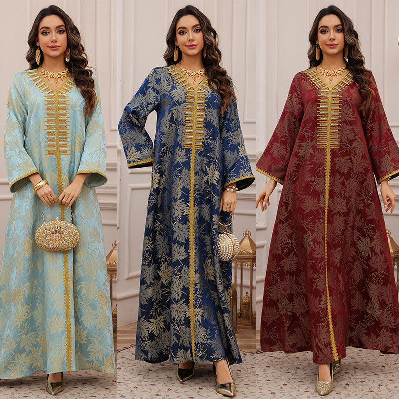 Women's Jacquard Embroidered Hot Diamond Party Dress