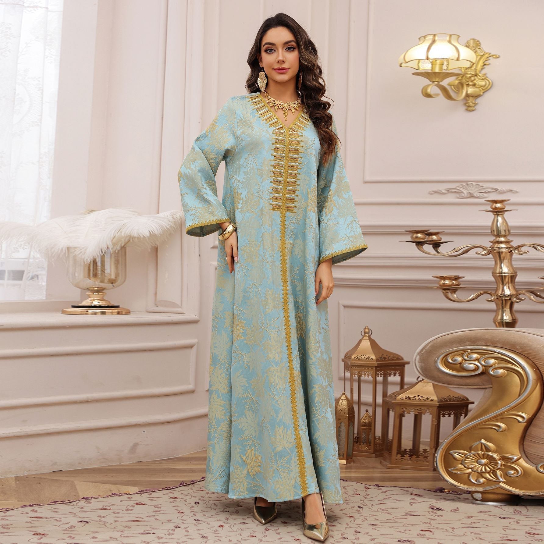 Women's Jacquard Embroidered Hot Diamond Party Dress