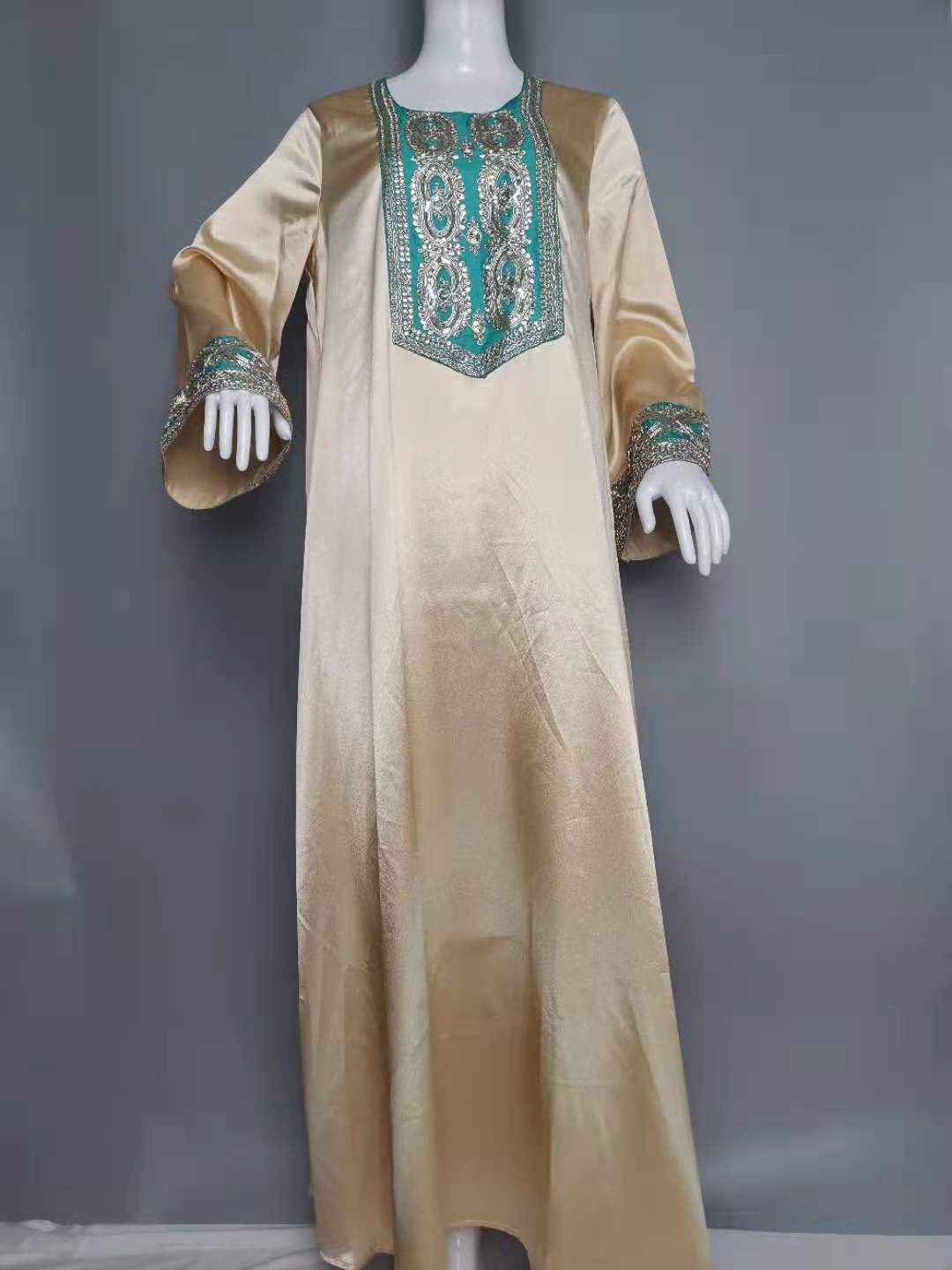 Women's Gold Silk Sequins Elegant Dress