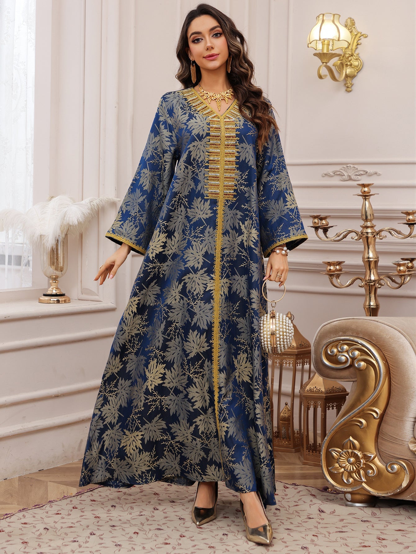 Women's Jacquard Embroidered Hot Diamond Party Dress