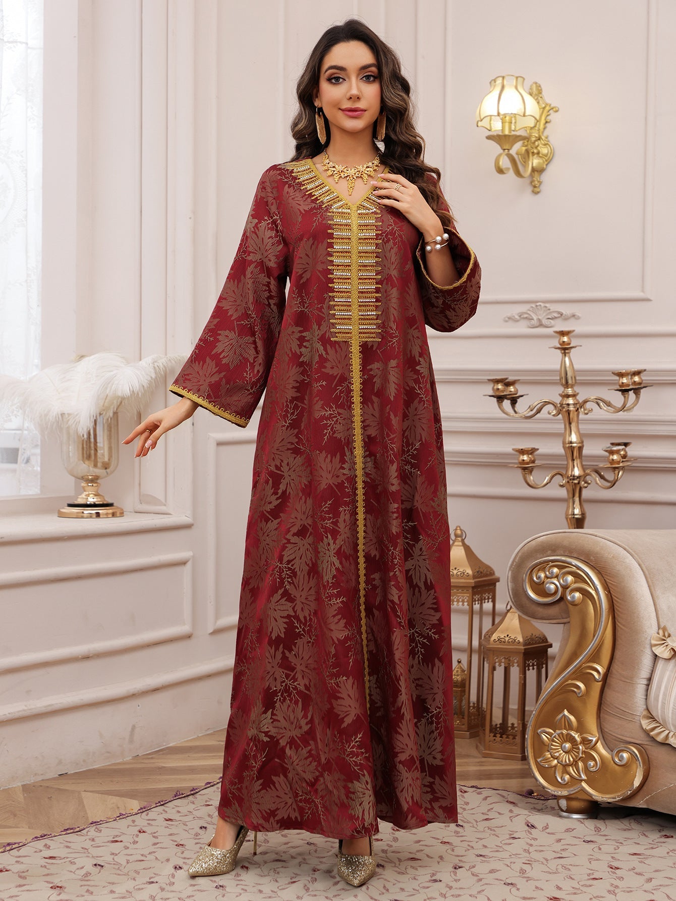 Women's Jacquard Embroidered Hot Diamond Party Dress