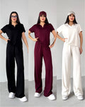 CH # 550 Summer Casual Women's Polo Collar Top & Trouser Set