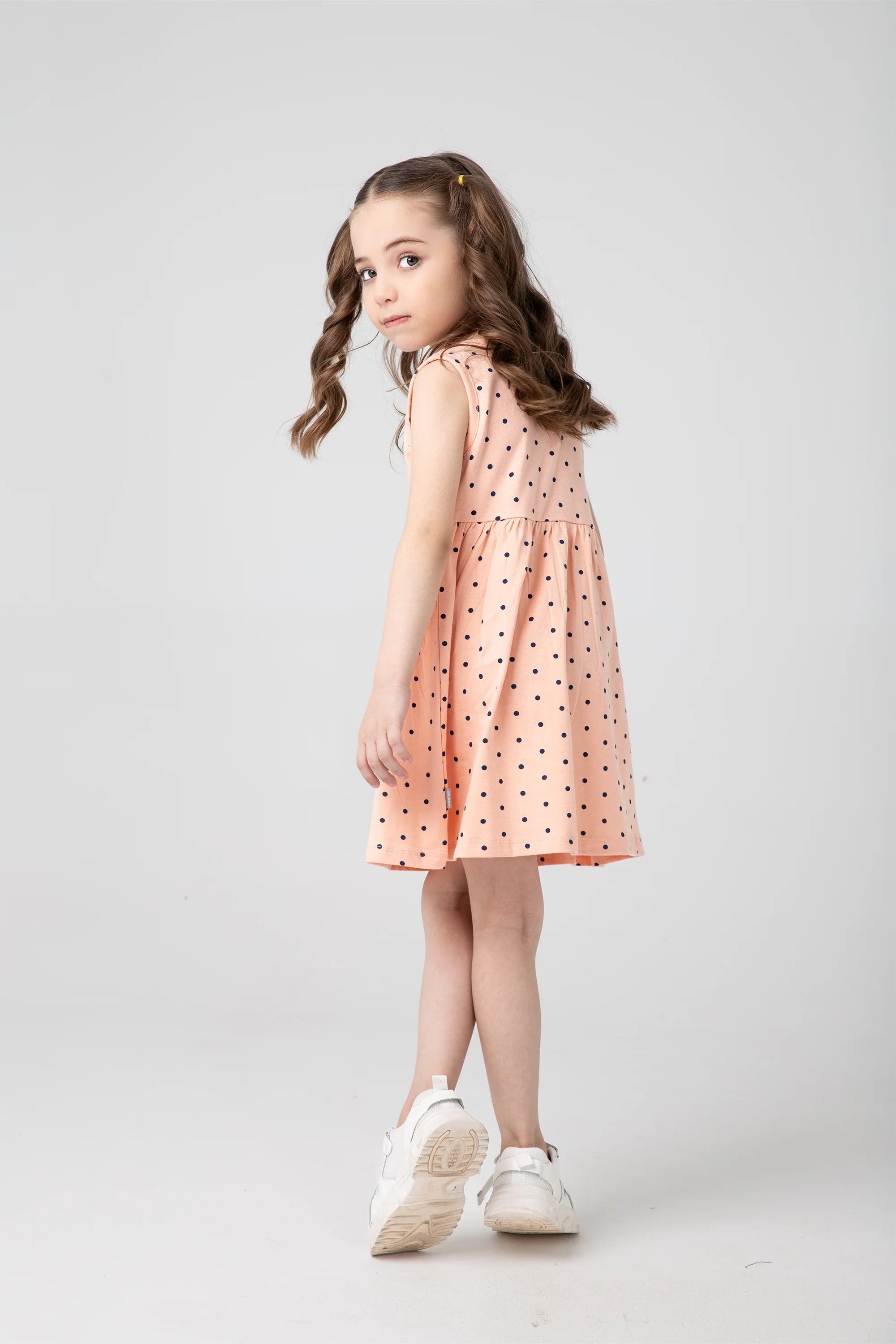 Peach Polka Dot Jersey Frock