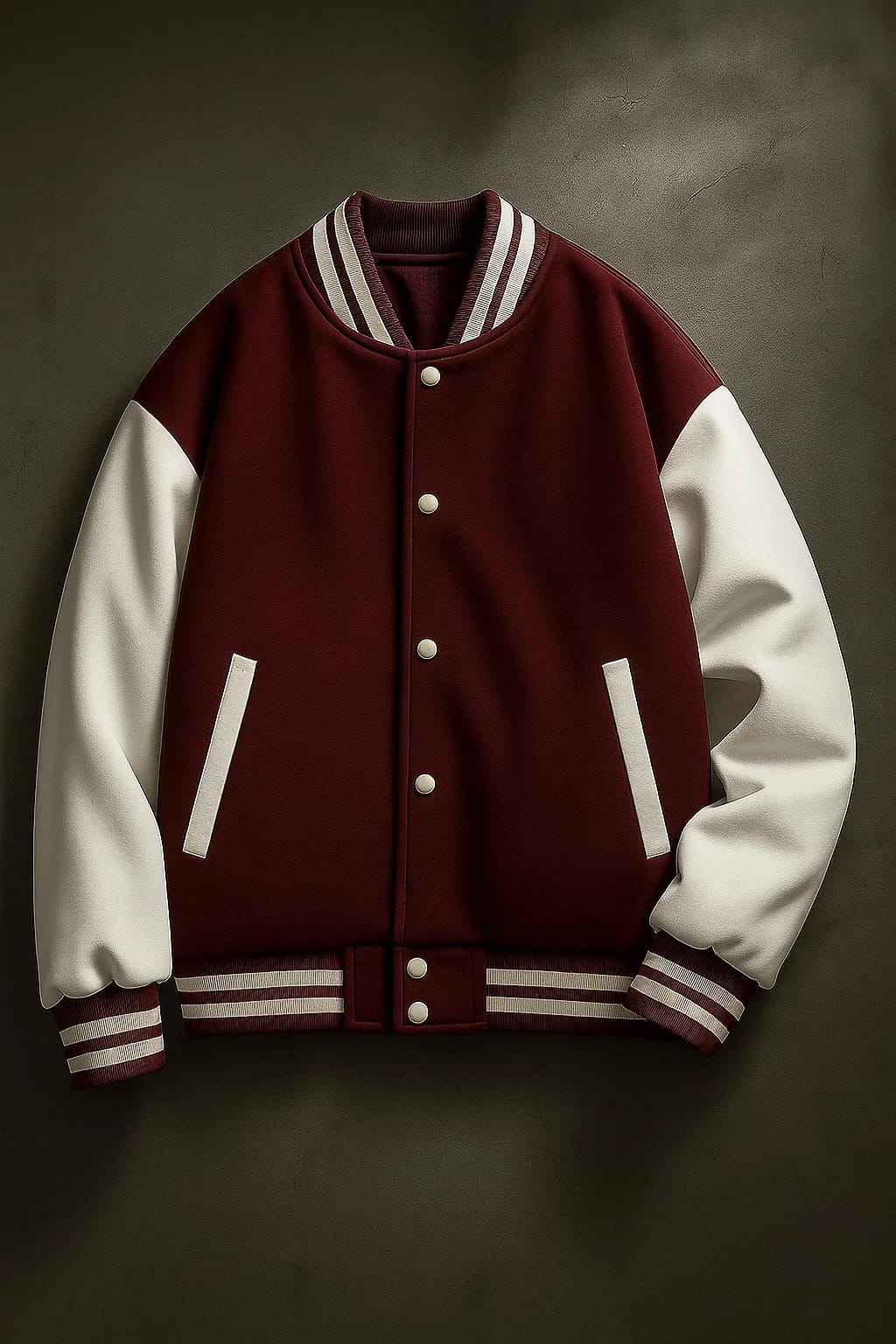 Maroon & White Vintage Varsity Letterman Jacket