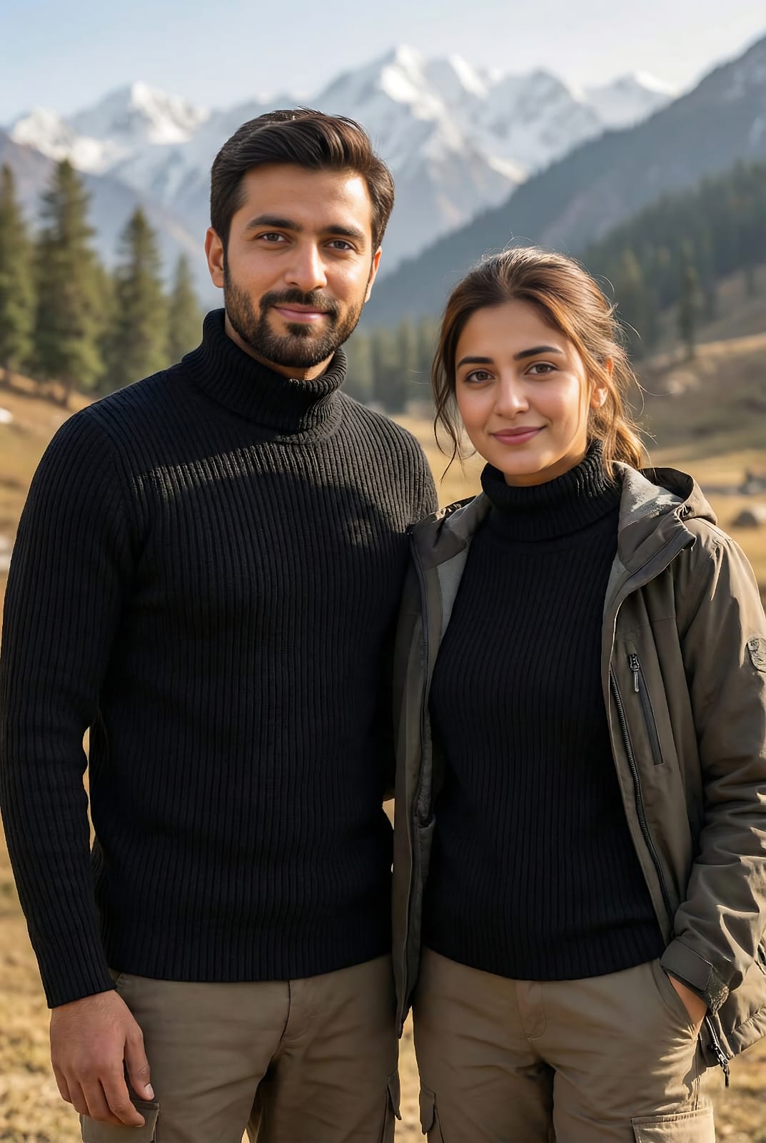 Men's Black Ribbed Turtleneck Sweater | Slim Fit Roll-Neck