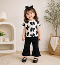 White with Black Bow Printed Half Sleeves Kids Suit The Ultimate Kids Suit (OM-428)