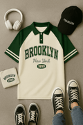 Brookyln printed polo T shirt - Premium Polo T-Shirt from The Divine Shop - Just Rs.1799! Shop now at The Divine Shop