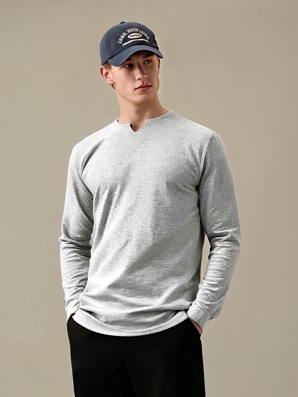 Bundles of 3 cotton knitted crew neck long sleeve shirt - Premium waffle knitted t-shirt from The Divine Shop - Just Rs.1999! Shop now at The Divine Shop