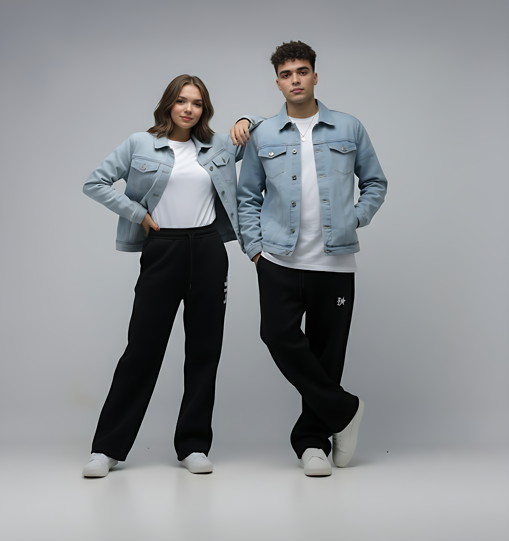 Unisex Light Wash Denim Trucker Jacket | Ice Blue