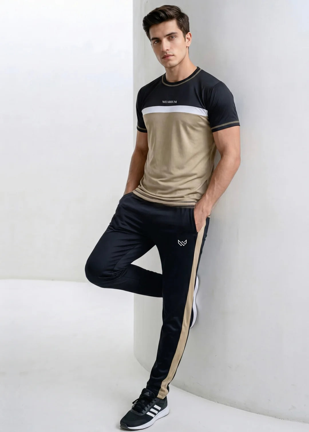 Tan Trimmed 5-Thread - Dri-Fit Tracksuit