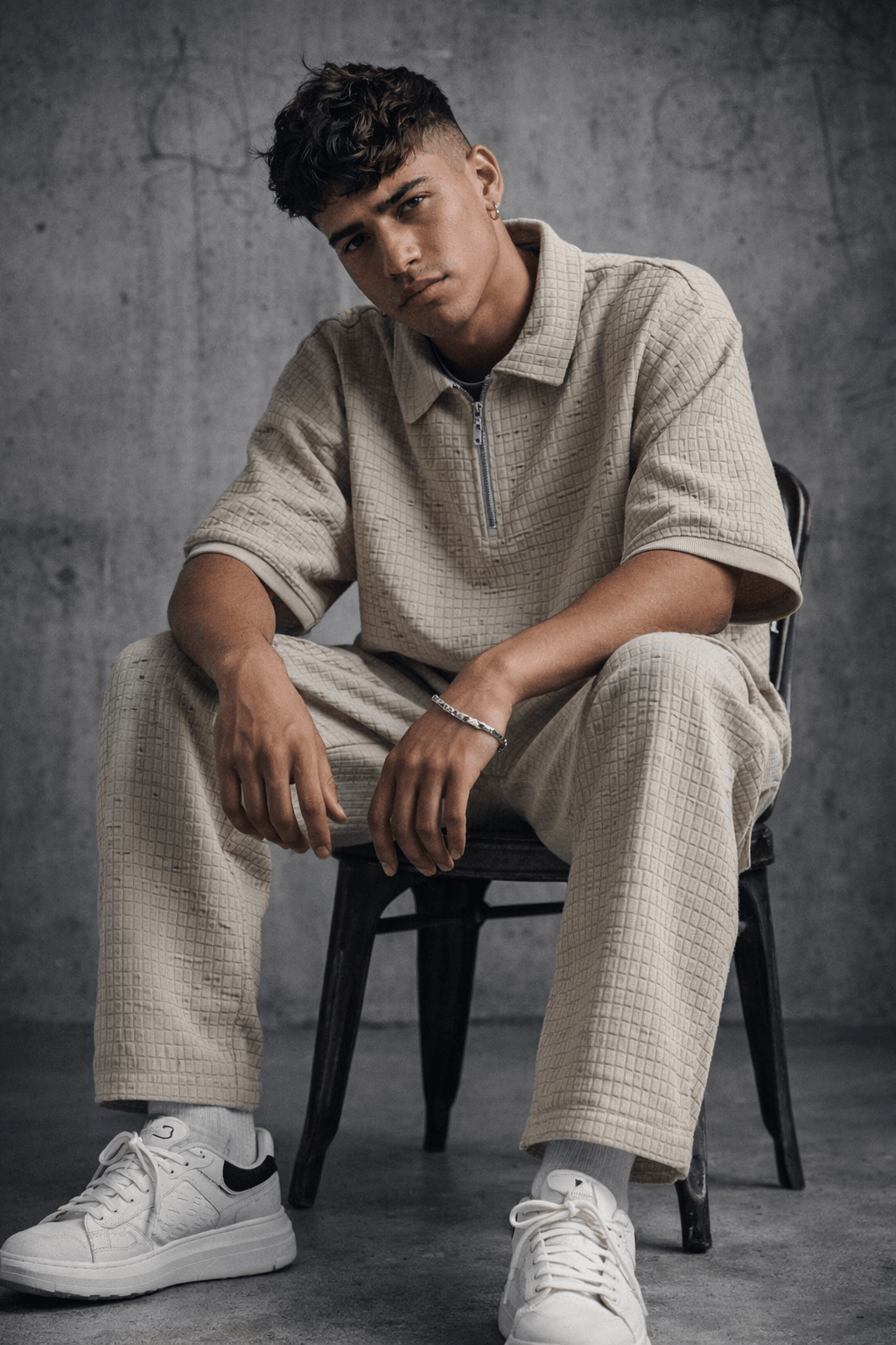 Manfinity Waffle Knitted Men's Summer Co - ord Set - The Divine Shop