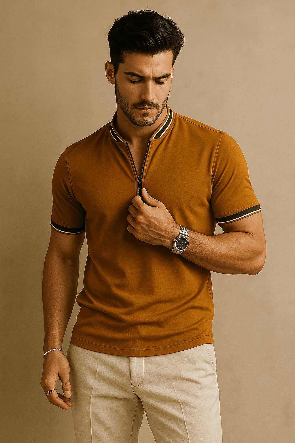 Men's polo shirts smoked polo neck - Premium Polo T-Shirt from The Divine Shop - Just Rs.1999! Shop now at The Divine Shop