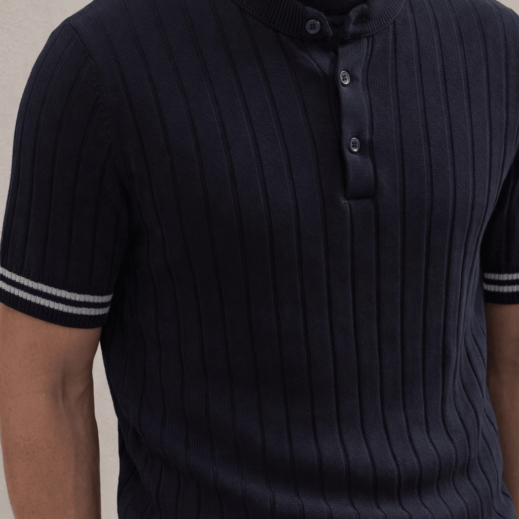 Men’s Premium Ribbed Henley T-Shirt – Short Sleeve Casual Summer Wear - The Divine Shop