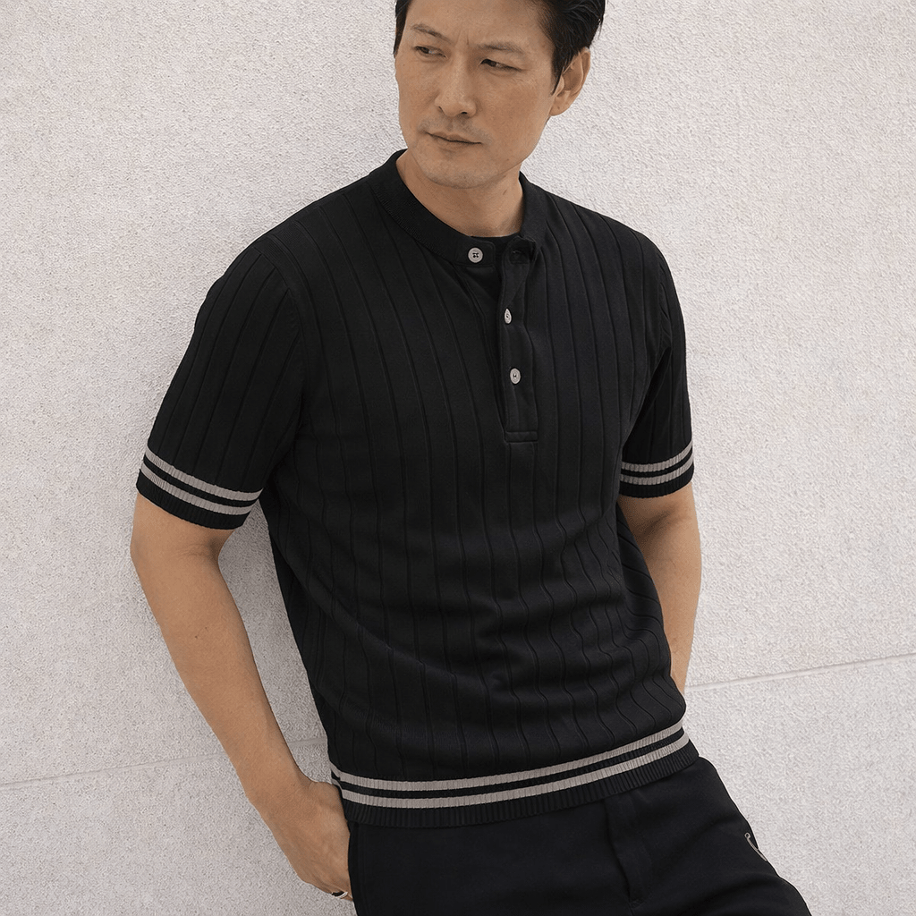 Men’s Premium Ribbed Henley T-Shirt – Short Sleeve Casual Summer Wear - The Divine Shop