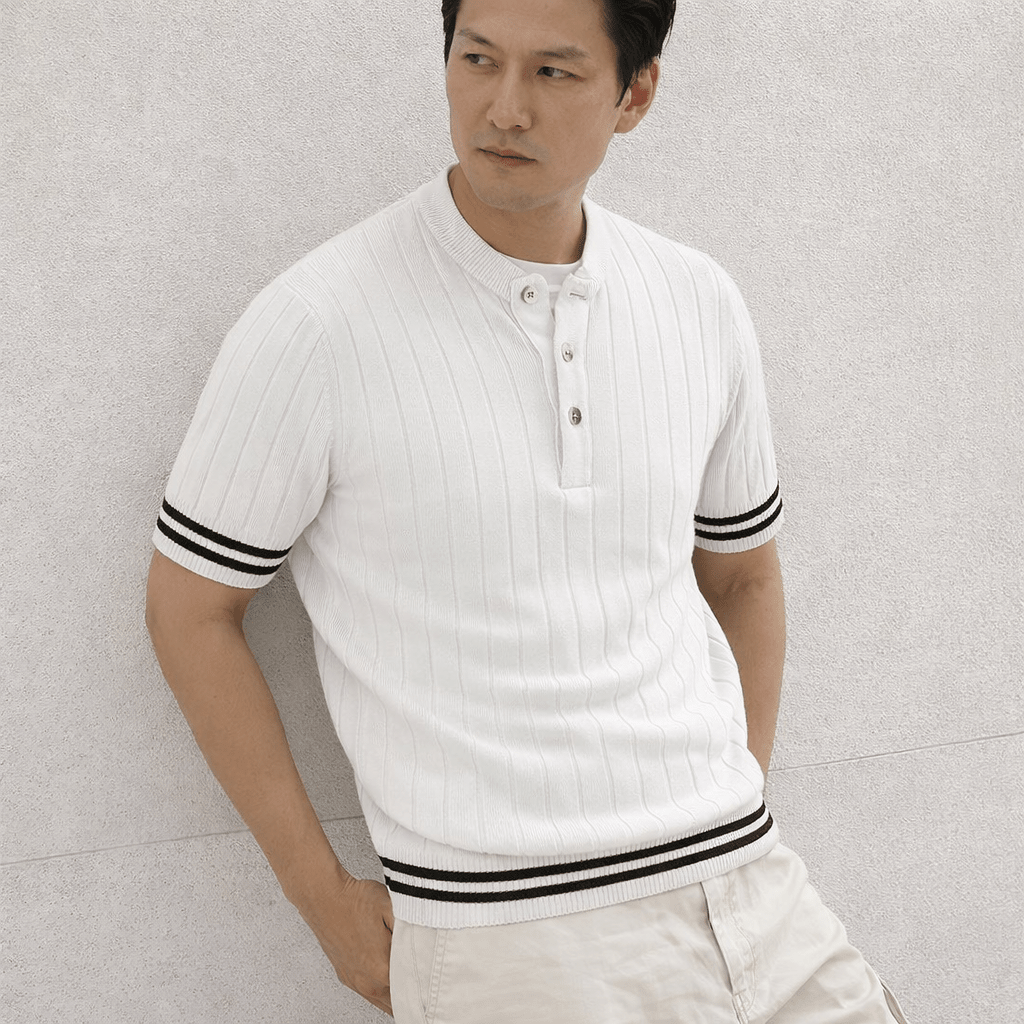 Men’s Premium Ribbed Henley T-Shirt – Short Sleeve Casual Summer Wear - The Divine Shop