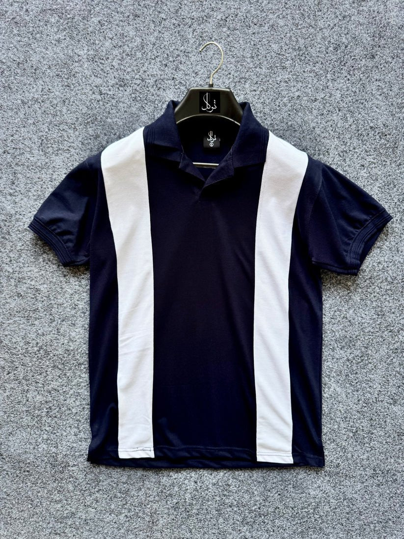 Navy and white classic blue polo shirt - The Divine Shop