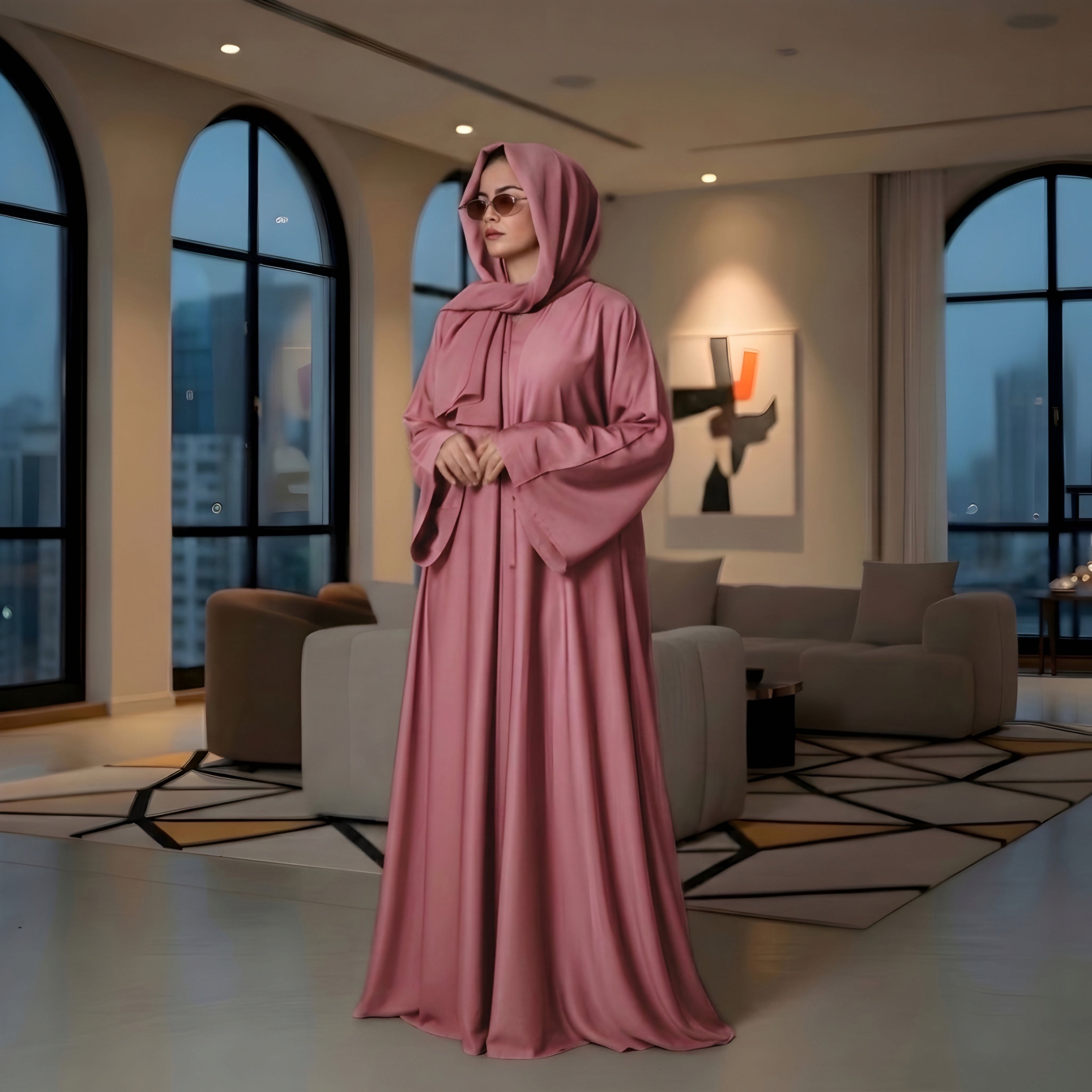 ABAYA KASHMIRI PINK House Of Fashion