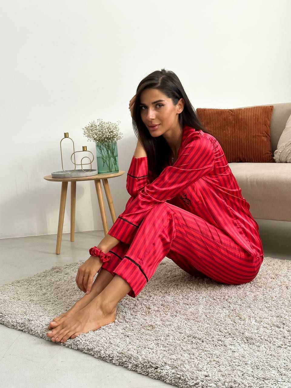 CH # 578 | Luxury Printed Silk Pajama Set For Women | D 8