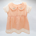 Imported Girls Cute Collar Short Sleeves Net Frock Shirt for 12 Months - 5 Years