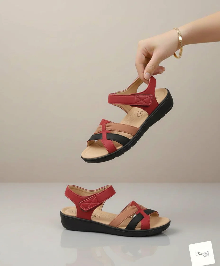 New Red Multi Heel Sandal
