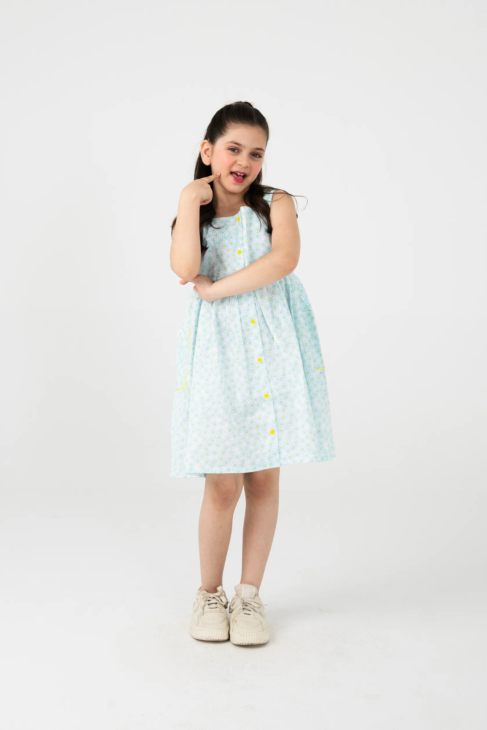 Little Daisy Button Cotton Dress