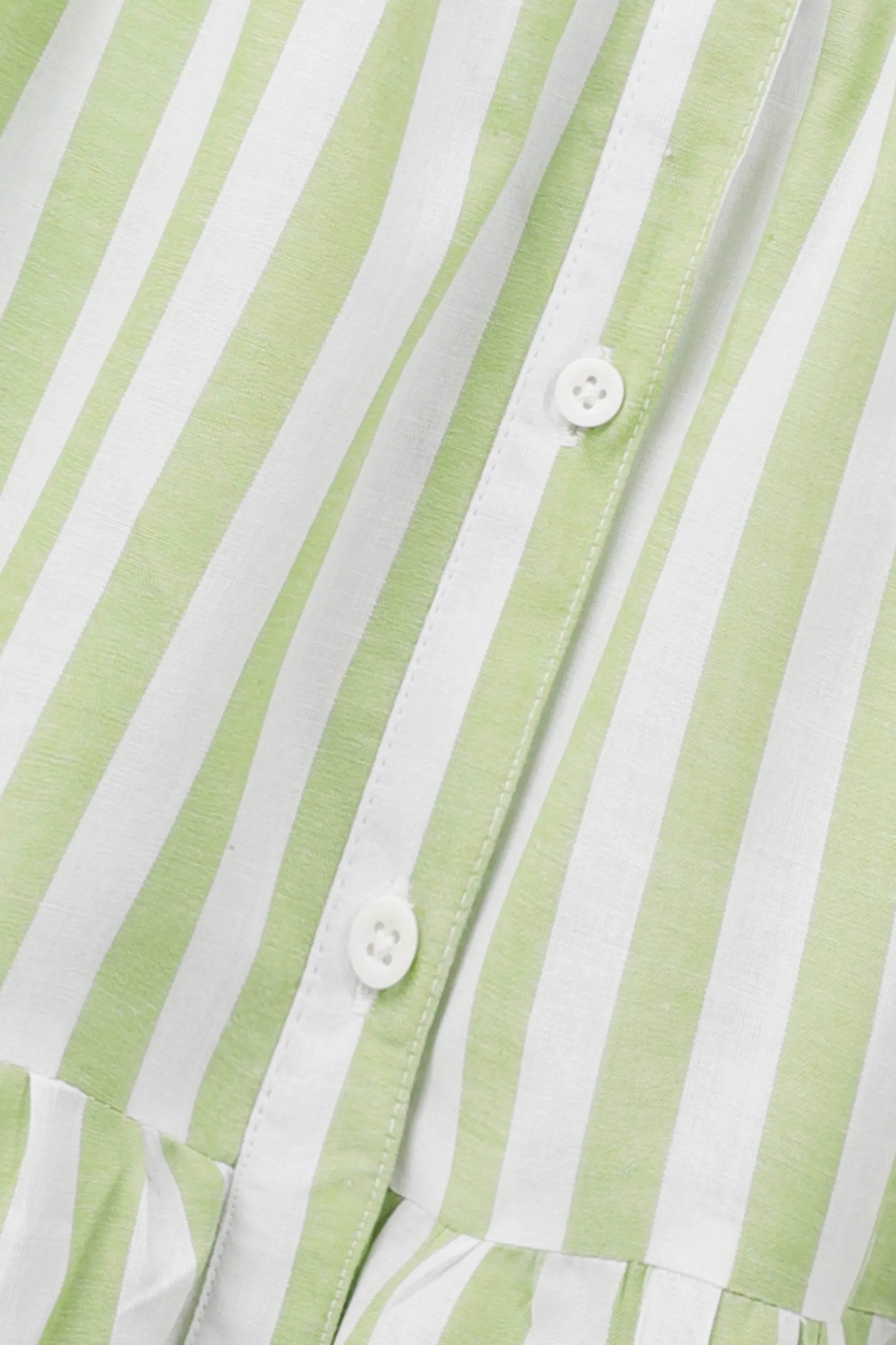 Green & White Striped Cotton Dress