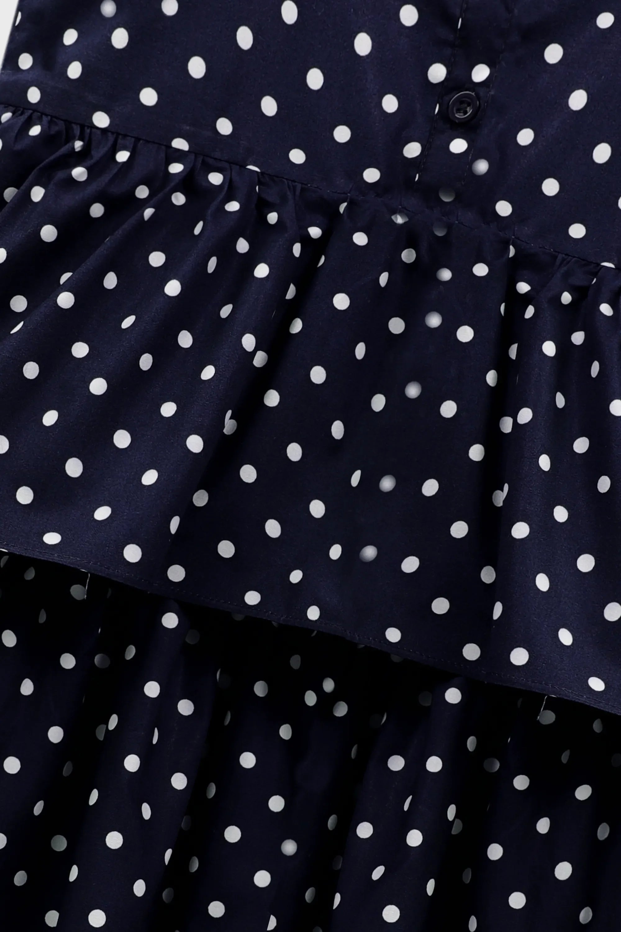 Navy Polka Dot Layered Cotton Dress