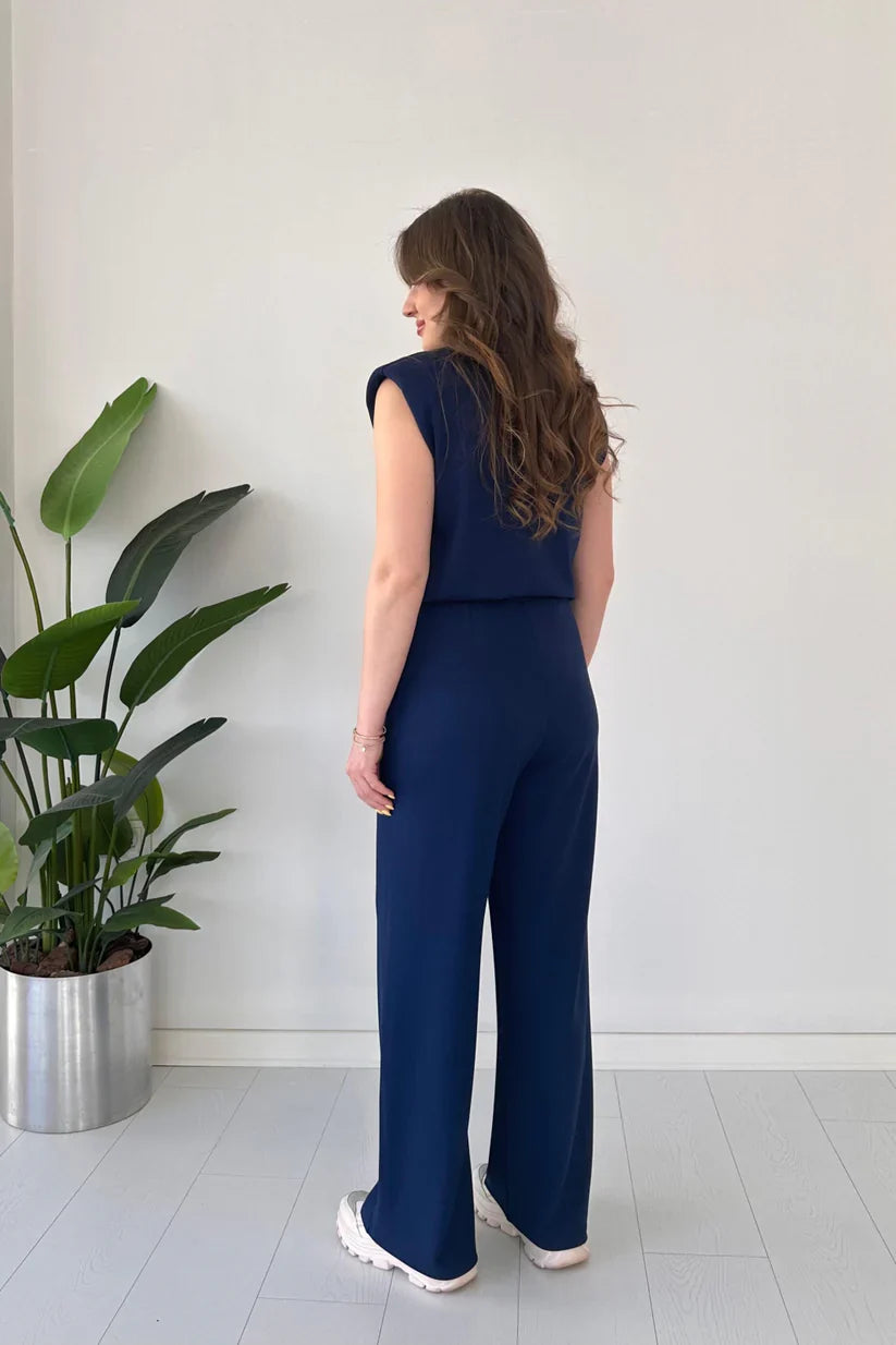 women co ord set sleeveless top wide leg pants casual elegant outfit minimal style comfortable everyday wear trendy matching set 10